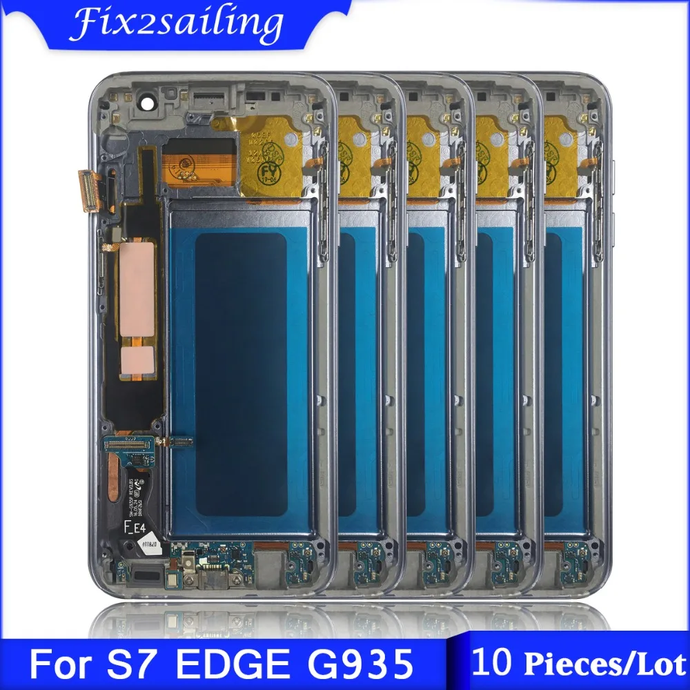 10 шт./лот ЖК-дисплей для SAMSUNG Galaxy s7 edge G935 G935F+ сенсорный экран дигитайзер с рамкой