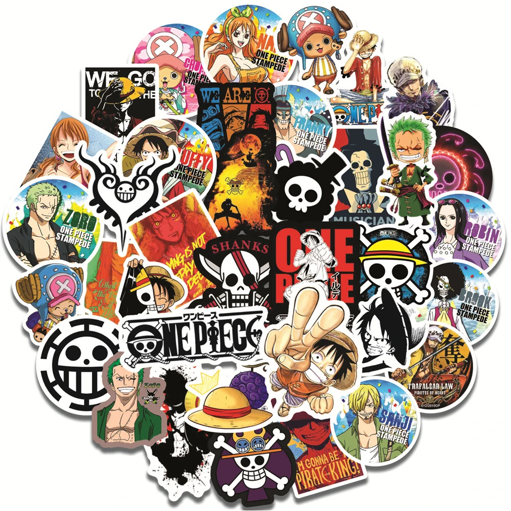 10/30/50PCS One Piece Anime Stickers DIY Phone Snowboard Laptop Luggage Fridge Graffiti Cartoon Sticker Decal for Kid Toys Gift