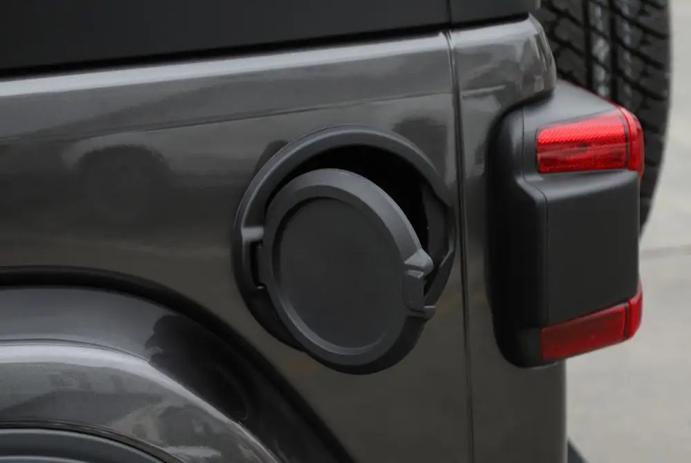 Для Jeep Wrangler JL автомобильный внешний газовый бак топливная задняя крышка бака наполнитель накладка части молдинги Серебристые/Черные Аксессуары