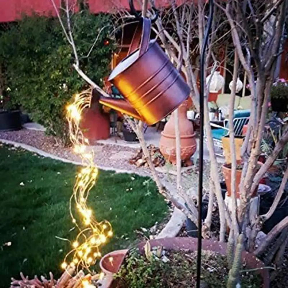 Watering Can Decor Metal Garden Can String Lights Decor Patio Landscape