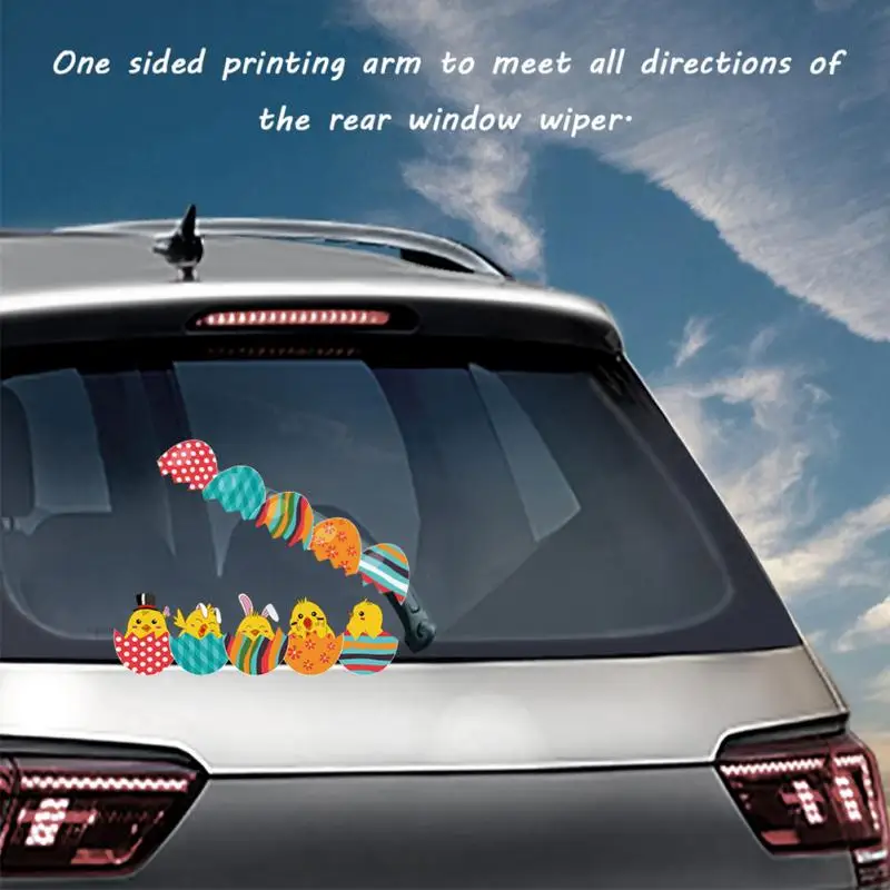 

Owl Decoration Accessories Adhesive Tape Cute PVC Car Tag Waving Rabbit Wiper Sticker Chick Durable Easter Decal Rear Windshield