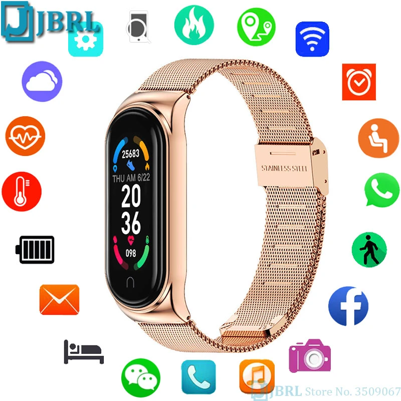 Fashion Rose Gold Smart Watch Women Men Smartwatch For Android Ios Smart  Clock Waterproof Fitness Tracker Steel Band Smart-watch - Smart Watches -  AliExpress