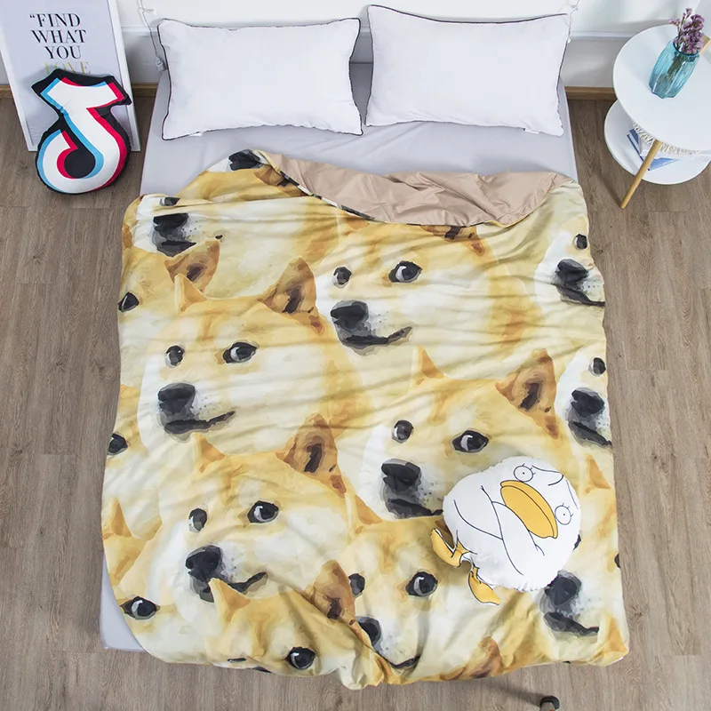 Капуста домашний текстиль Одеяло летнее прохладное одеяло мультяшный любимец собака кошка Студенческая Детская Одеяло спальня диван бланке - Цвет: Оранжевый