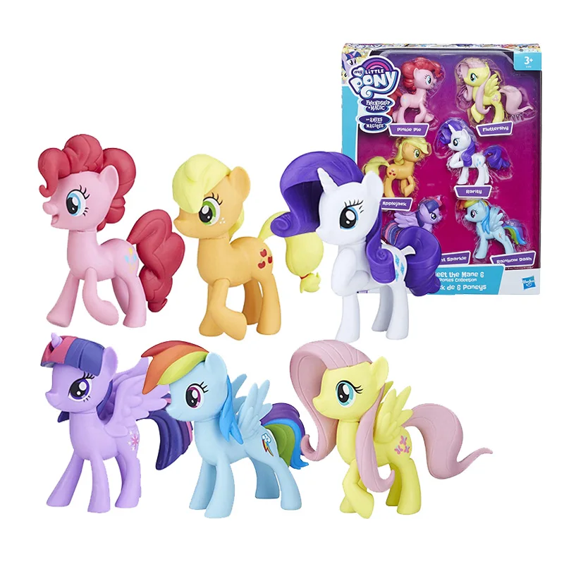 My Little Pony шесть ведущих персонажей дружбы сочетание подарок девочка игрушка принцесса игрушки для детей Аниме Фигурка день рождения набор