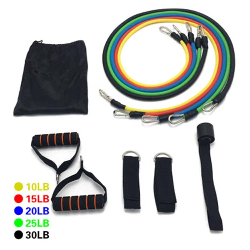 

11Pcs/Set Latex Resistance Bands Gym Door Anchor Ankle Straps With Bag Kit Set Yoga Exercise Fitness Band Rubber Loop Tube Bands