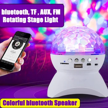 

Rechargeable bluetooth Speaker Stage Lights Wireless RGB LED Crystal Ball Effect Light DJ Disco Party Lighting USB /TF/FM radio
