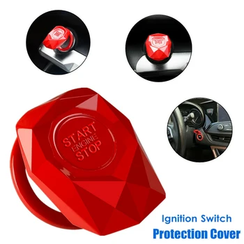 

Car Engine Push Button Protection Cover Start Decor Ignition Switch Trim Red