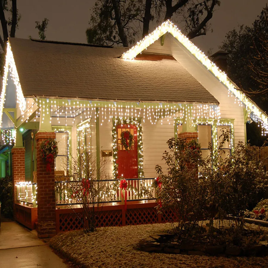 Thrisdar наружный светильник 4 м, Рождественская сосулька, струнный светильник, 0,4 м/0,5 м/0,6 м, занавес, сосулька, струнный светильник, сад, украшение для свадебной вечеринки