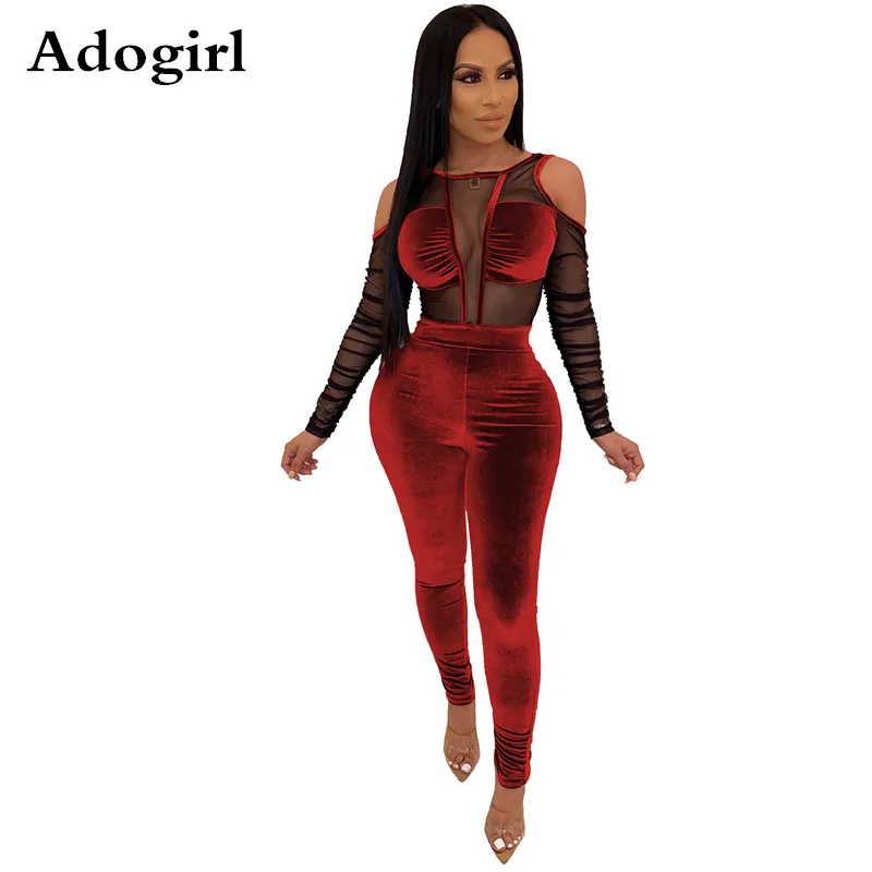 Бархатный прозрачный сетчатый комбинезон в стиле пэчворк сексуальные