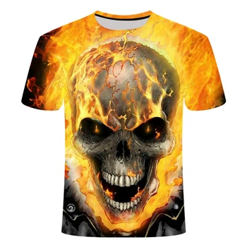 

Hot sale New Mens Summer Skull Poker Print Men Short Sleeve T-shirt 3D T Shirt Casual Breathable T-shirt Plus-size T-shirt