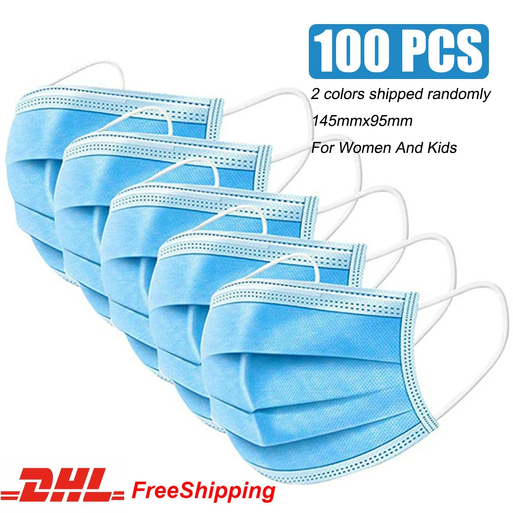 

Medical Face Mask 100 Pcs Surgical Medical Anti-virus Respirator Disposable Mouth Masks 3 Layer Earloop Masks Free DHL
