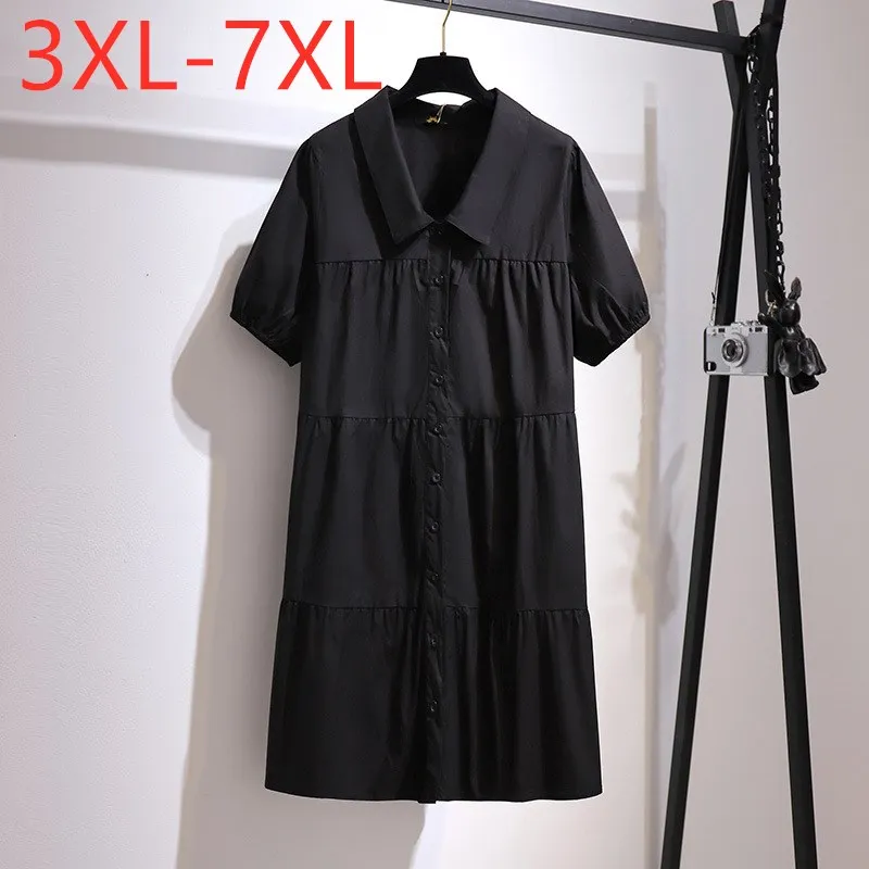 

Женское летнее платье-рубашка, свободное хлопковое мини-платье на пуговицах с коротким рукавом, размеры 3XL, 4XL, 5XL, 6XL, 7XL, новинка 2021