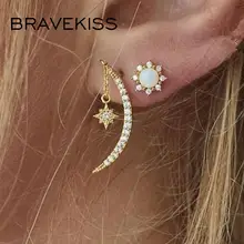 BRAVEKISS Луна солнце звезда Комплект сережек для женщин Висячие