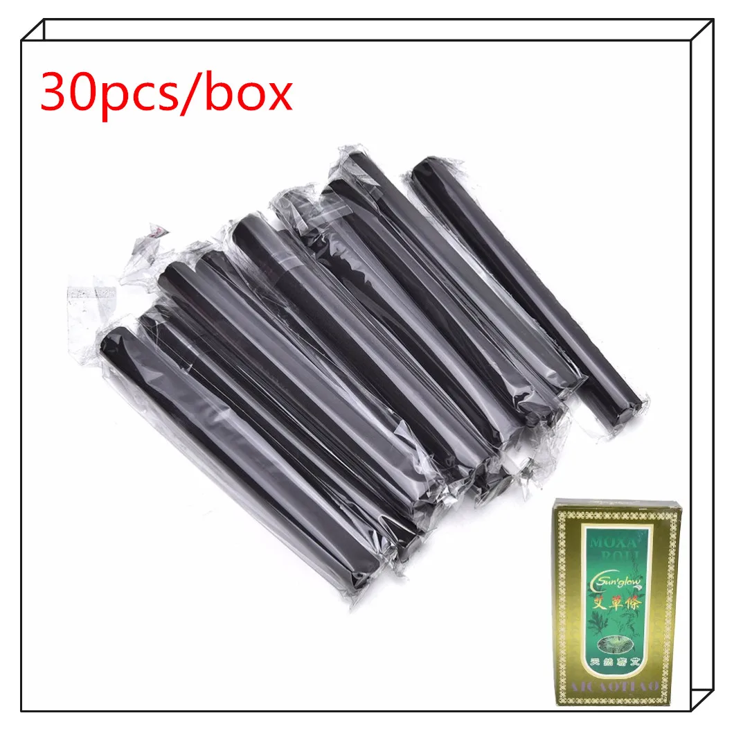30pcs/box 0.7CM Chinese Traditional Smokeless Moxa Massage Stick Roller Mini Burner Moxibustion Acupuncture Massage