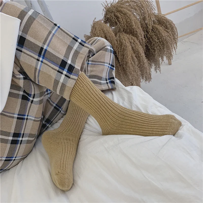 SP& CITY, простые однотонные женские теплые носки, зимние утепленные женские носки, повседневные шерстяные вязаные короткие носки Harajuku