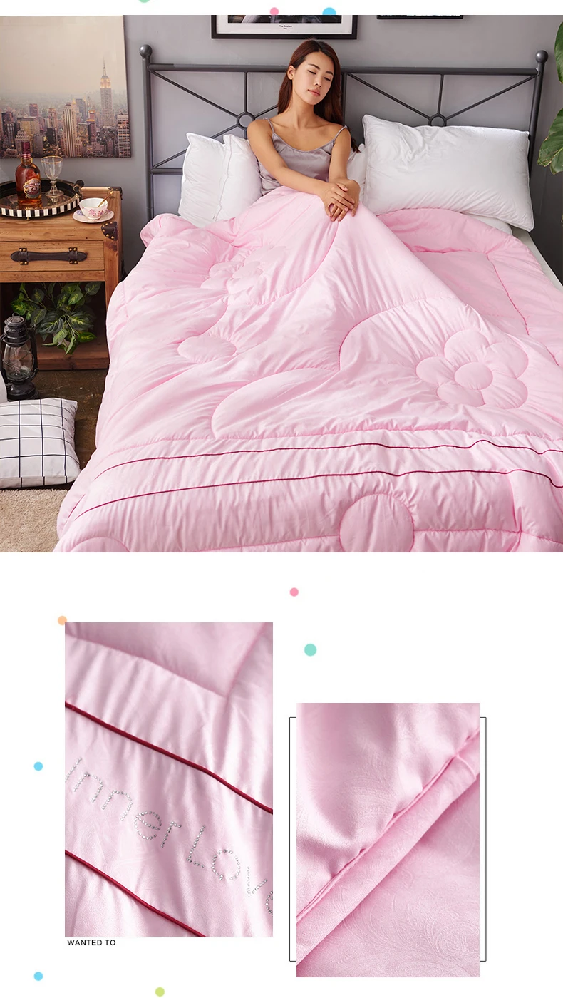 2~ 4 кг полиэфирное пуховое плотное теплое одеяло, одеяло King queen, двойной размер, бежевое/белое/Розовое роскошное зимнее одеяло, постельное белье, наполнитель