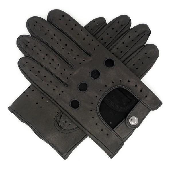 Мужские кожаные перчатки для вождения без подкладки Harssidanzar - Цвет: Black Goatskin