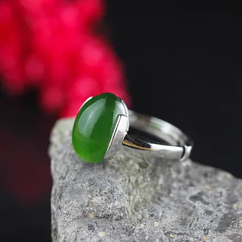 

Ms character silver items S925 pure silver ornaments contracted hetian jade ring opening new product