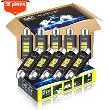Dxz 50 pces canbus festoon 41mm c5w c10w lâmpadas led 12v/24v 3030 6smd carro interior mapa dome luzes de leitura lâmpada automática nenhum erro