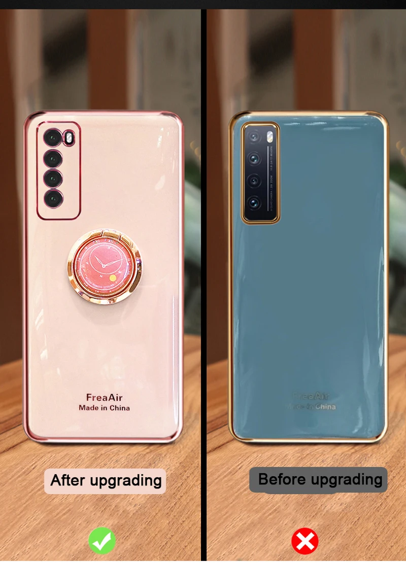 Nadege Mạ Điện Dành Cho Huawei P40 P30 P20 Lite Danh Dự 10 Lite 20 30 20i Pro 10i 9X 8X X10 MAX 10 Lite Vòng Kẹp Đứng Ốp Lưng huawei pu case