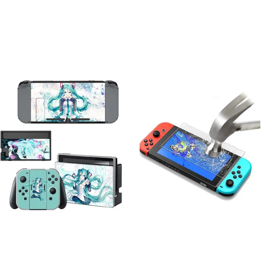 Наклейка для кожи виниловая+ Закаленное стекло пленка протектор экрана для Nintendo doswitch kingd переключатель NS консоль и контроллер Joy-Con