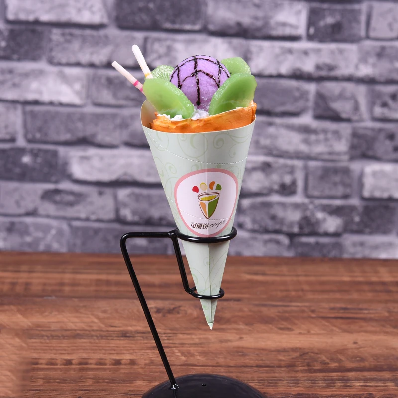 

Fake ice cream ball crepe sample Simulation crepe model with Bracket window display fake food model ice cream cone model