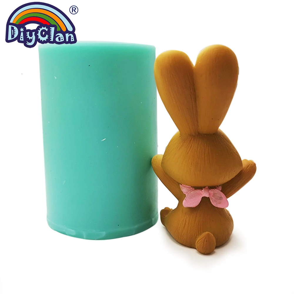 3D моделирование силиконовая форма в виде кролика для торта Топпер украшения Пасхальный кролик свеча делая форму в форме животного пластырь Смола плесень
