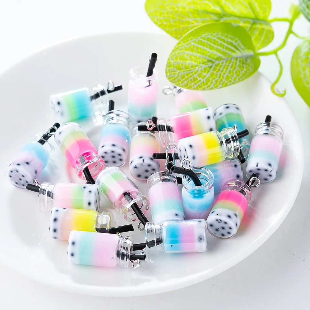 Sansango 10Pcs 3D Ice Cream Resin Charms Drink Cup Pendant For Jewelry DIY Earrings Necklace KeyChain Making