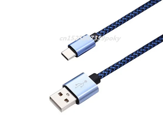 Синий Нейлоновые usb type C зарядное устройство 0,25 m/1 m короткие кабели для Xiao mi 8 se/mi 6x5 Elephone U Pro Z1 для BQ Aquaris X Pro - Цвет: Синий