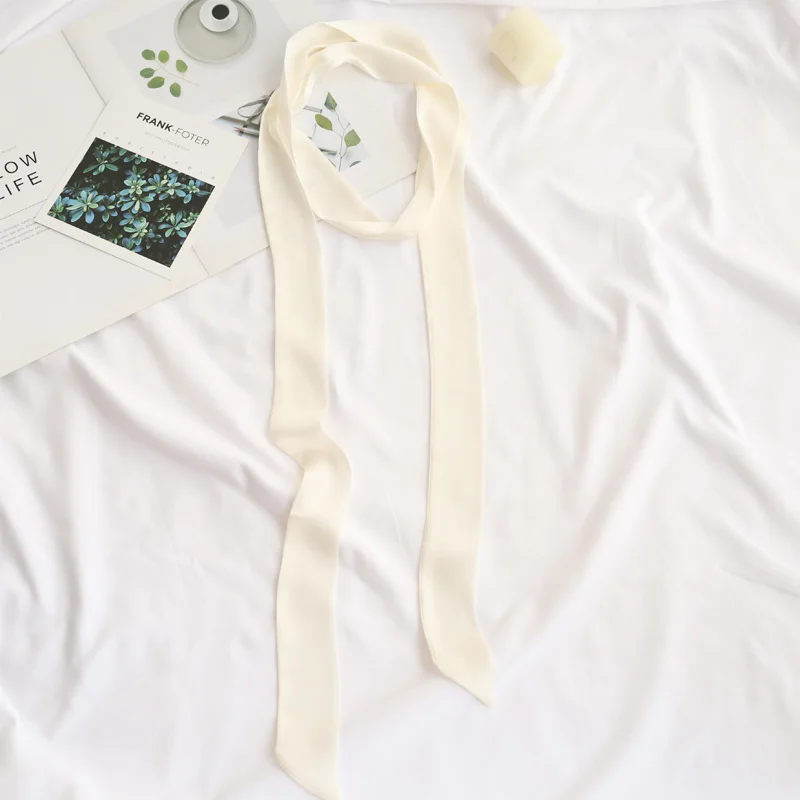 Choice Satin Korean Scarf Narrow Pure Silk Scarf For Women Long Tie Scarf Summer Hats Ribbon Street Ladies Neckerchiefs 5X200CM