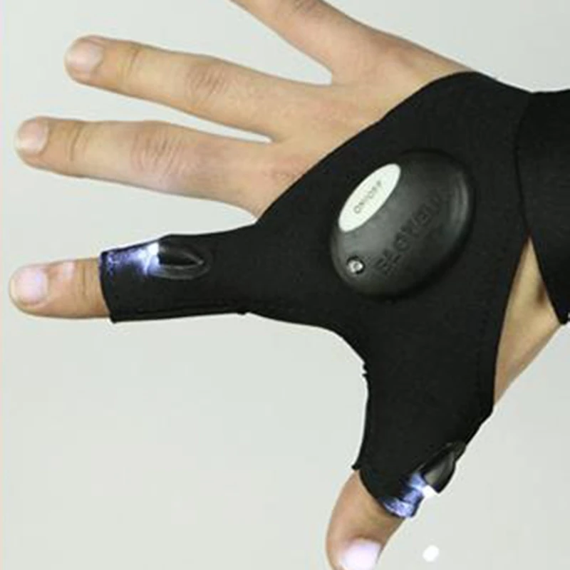 Outdoor Sports with Led Lights Portable Lighting Left and Right Gloves Night Fishing Accessories Exposed Three and a Half Finger