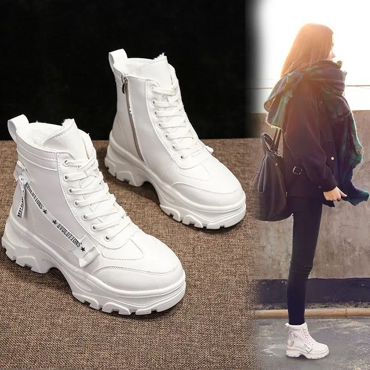 

2019 Winter Snowfield Boots Woman Increase Short Thick Sole Boots Winter Shoes