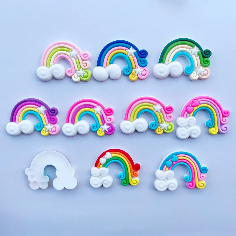 10/20 Pieces Kawaii Soft Glue Cartoon Rainbow Flat DIY Crafts Scrapbook Hair Bow Center Accessories Embellishment C52