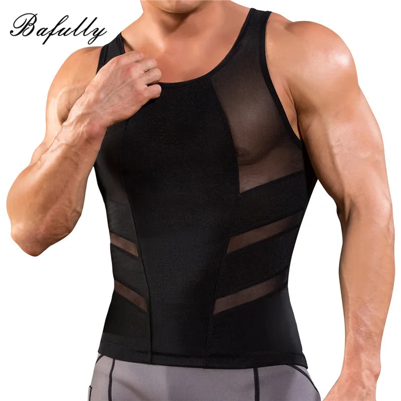 

Bafully Men Slimming Shapewear Vest Body Control Tops Waist Trainer Reducing Shaping Shirt for Tummy Flatten Thin Shapers