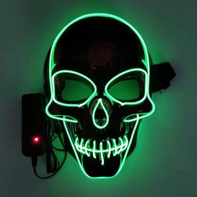 Halloween Skeleton Mask LED Illuminated Scary EL-Wire Mask Light Up Festival Cosplay Costume Supplies Party Mask Glowing Props