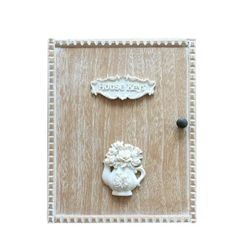 

Practical Key Holder Box Wooden Storage Wall Mounted Rustic Finish Space Saving Craft Home Decor Gifts Safe Retro With 6 Hooks