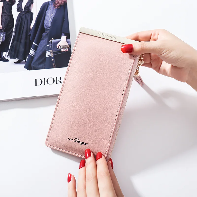 

2017 New Style Women's Long Wallet Simple Versatile Tabby Phone Bag Card Bit More Zipper Wallet Wholesale