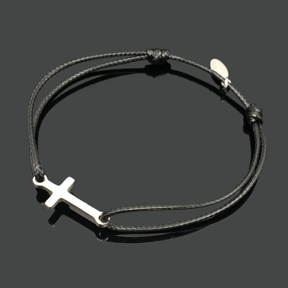 stainless cross 2 шт браслет желаний из нержавеющей стали, регулируемый шнур, хороший браслет, приносящий удачу, красный браслет дружбы - Окраска металла: stainless cross