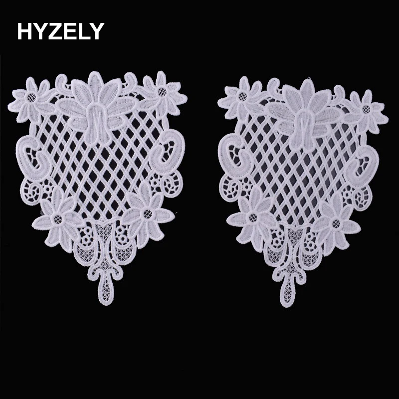 

1 Pair Embroidered Lace Fabric Clothing Applique Neckline Collar DIY Wedding Dresses Sewing Craft Scrapbooking BW184