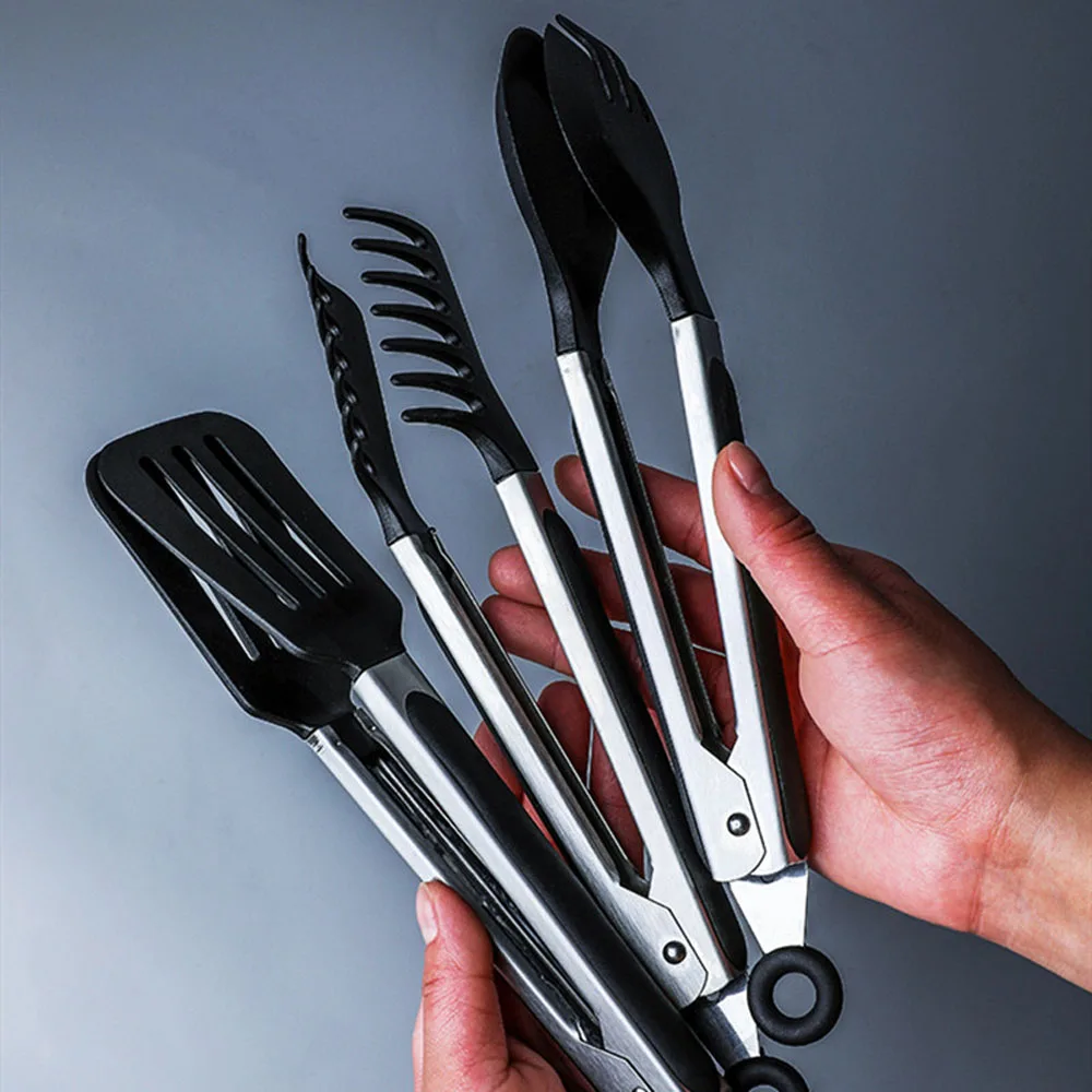 Pinzas De Cocina Con Puntas De Madera - Acero Inoxidable, Antideslizantes, Resistentes Al Calor, Fáciles De Limpiar