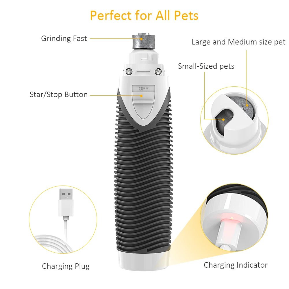 

New Electric Pet Nail Grinder Quiet Auto Cat Dog Nail Grooming File Professional Rechargeable Paws Grinder For Dog Cat USB Charg