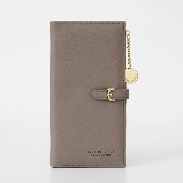 female fashion yellow purse card holder PU leather Long wallet womens big zipper wallets money cash bag Bolsa Feminina - Цвет: Серый