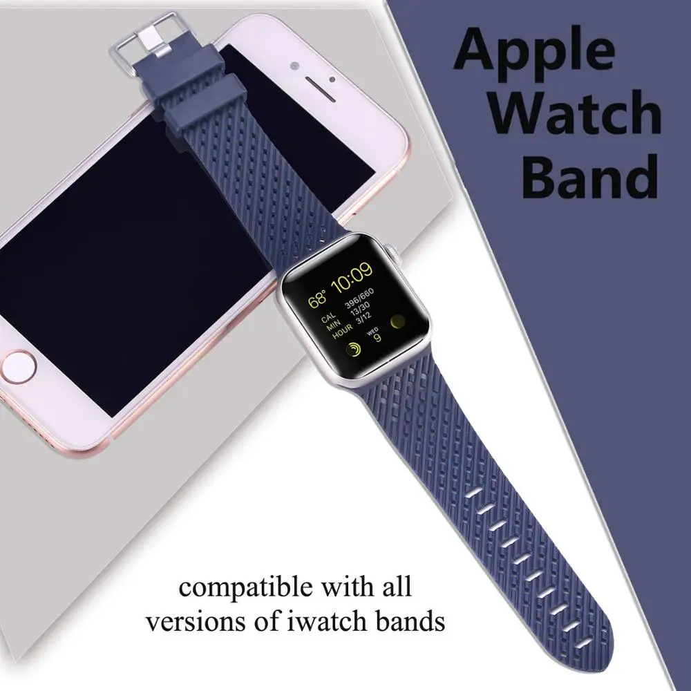 Силиконовый ремешок для часов Apple watch ремешок 5 4 3 2 44 мм 40 мм iwatch ремешок 38 мм 42 мм ромбический узор браслет аксессуары для часов