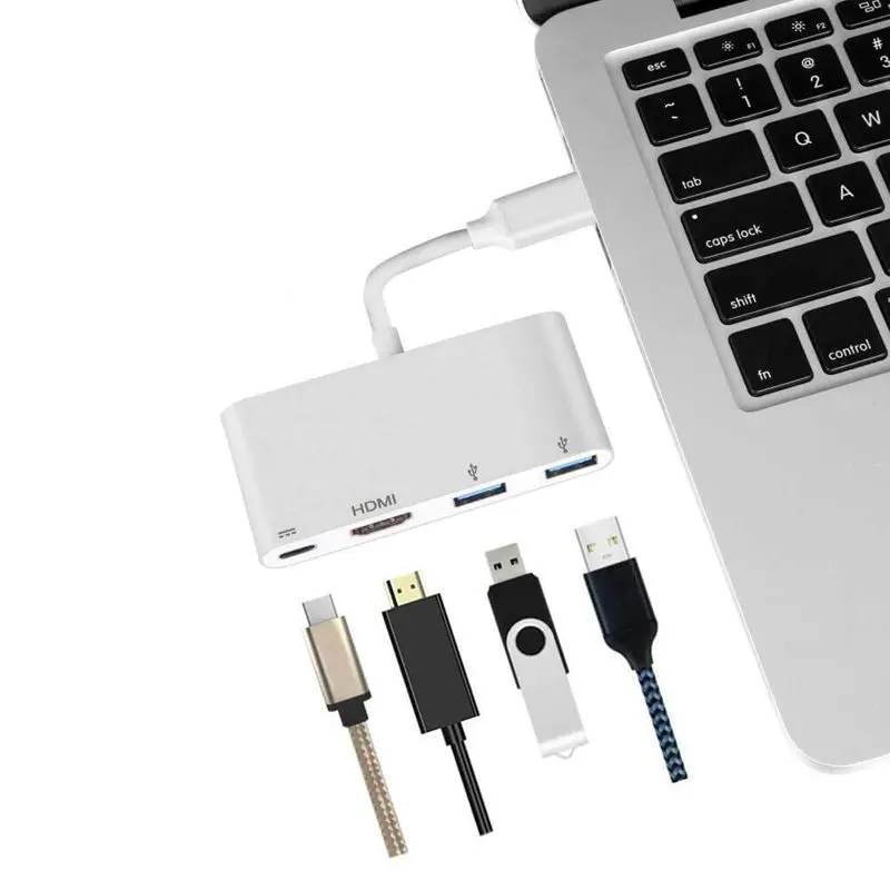 Адаптер Usb C к Hdmi 4 K: адаптер type C с несколькими портами Av конвертер с 2 портами Usb 3,0 и зарядным портом для Macbook Pro Chromeboo