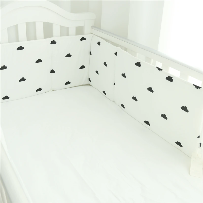 1PC Baby Bed Bumper 100% Cotton Baby Bedding Set Crib Bumper Black And White Pattern Washable Crib Protector For Girls Boys (9)