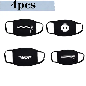 

4pcs Cartoon Cotton Mask Festive Party Respirator Face Masks Anti Dust Mouth Protection Respira Purge Halloween Mask Washable