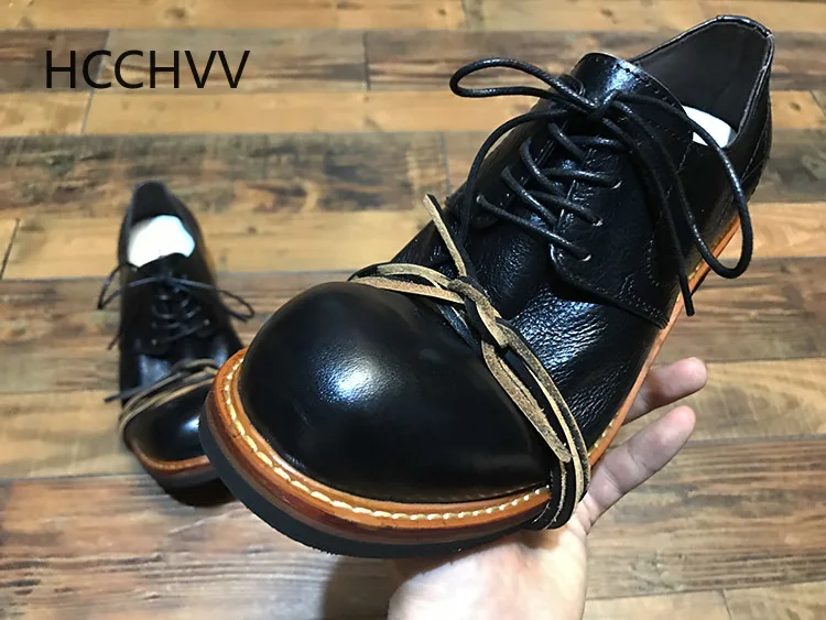 Молодежные повседневные рабочие мужские туфли «Дерби» из черной кожи с круглым носком в стиле ретро; сезон лето