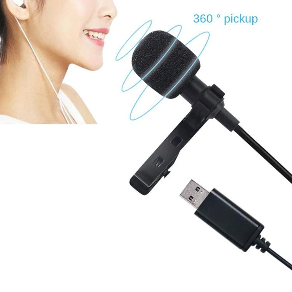 Lavalier Microphone USB Mini Recording Collar Clip Interview Recording Microphone For Voice Computer Laptop Mobile Phone