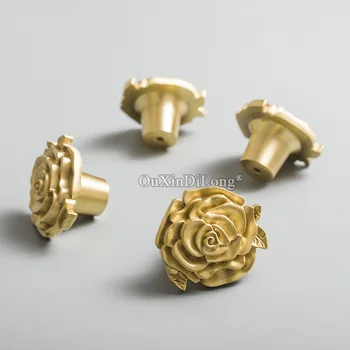 

Rose Flower Design 10PCS European Pure Brass Cabinet Handles Drawer Pulls Cupboard Closet TV Wine Cabinet Pulls Handles & Knobs