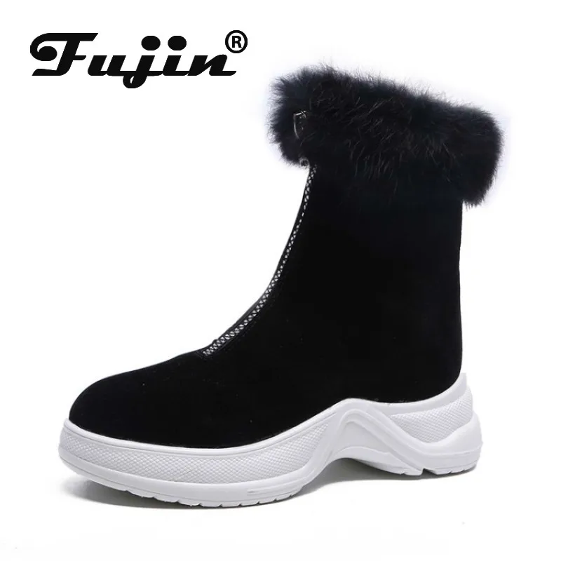 

Fujin Booties Women 2019 Autumn and Winter New England Wind Chelsea Boots Women Thick Bottomed Color Flat Snow Warm Boots